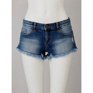 O'Neill Women's Frayed Denim Shorts Sz 5/27 Y2K Low Rise Vintage 2in Inseam